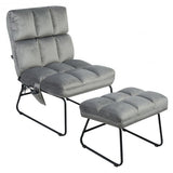 Electric Velvet Massage Chair with Ottoman & Remote Control