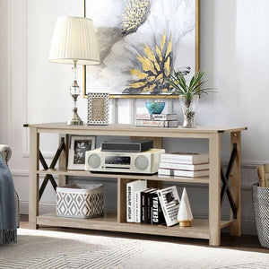 Modern Farmhouse TV Stand Entertainment Center for TV's up to 55Inch with Open Shelves