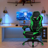 Adjustable Gaming Chair with Footrest for Home Office-Green