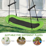 Saucer Tree Swing Surf Kids Outdoor Adjustable Oval Platform Set with Handle-Green