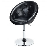 1 PC Modern Adjustable Swivel Round PU Leather Chair-Black