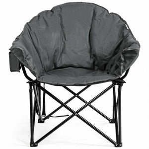 Folding Camping Moon Padded Chair with Carry Bag-Gray