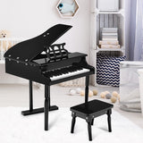 Musical Instrument Toy 30-Key Children Mini Grand Piano with Bench-Black
