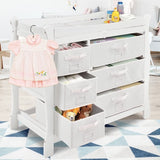 Sleigh Style Baby Changing Table Diaper 6 Basket Drawer Storage Nursery-White
