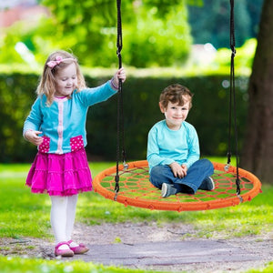 40'' Spider Web Tree Swing Kids Outdoor Play Set with Adjustable Ropes-Orange