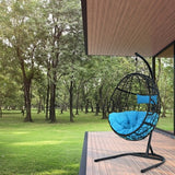 Hanging Cushioned Hammock Chair with Stand-Blue