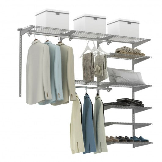 Custom Closet Organizer Kit 4 to 6 ft Wall-Mounted Closet System with Hang Rod-Gray