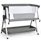 Adjustable Baby Bedside Crib with Large Storage-Dark Gray