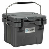16 Quart 24-Can Capacity Portable Insulated Ice Cooler with 2 Cup Holders-Gray