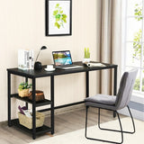 47"/55" Computer Desk Office Study Table Workstation Home with Adjustable Shelf Black-L