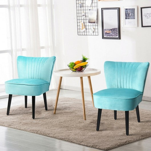 Set of 2 Armless Upholstered Leisure Accent Chair-Turquoise