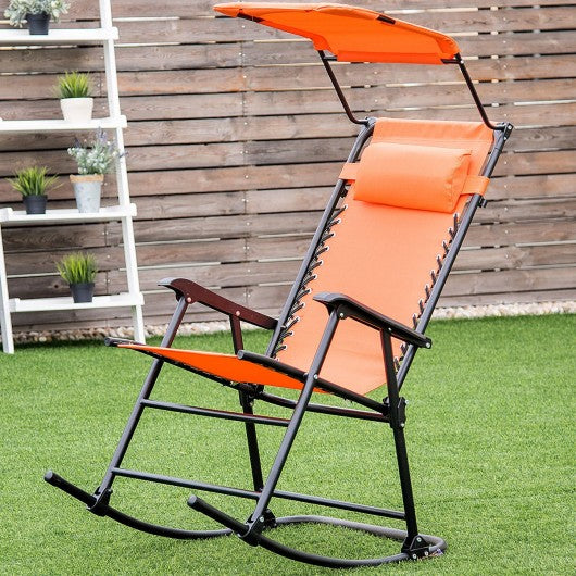 Zero Gravity Folding Rocking Chair Rocker Porch-Orange
