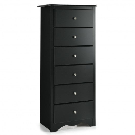 6 Drawers Chest Dresser Clothes Storage Bedroom Furniture Cabinet-Black