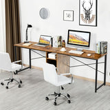 79" Multifunctional Office Desk for 2 Person with Storage-Brown