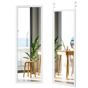 Wood Frame Full Length Hanging Mirror-White