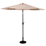 10FT Patio Umbrella 6 Ribs Market Steel Tilt W/ Crank Outdoor Garden without Weight Base-beige