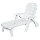 5-Position Adjustable Folding Chaise Rolling  Lounge Chair