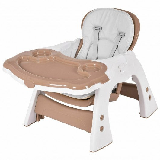 3 in 1 Infant Table and Chair Set Baby High Chair-Brown