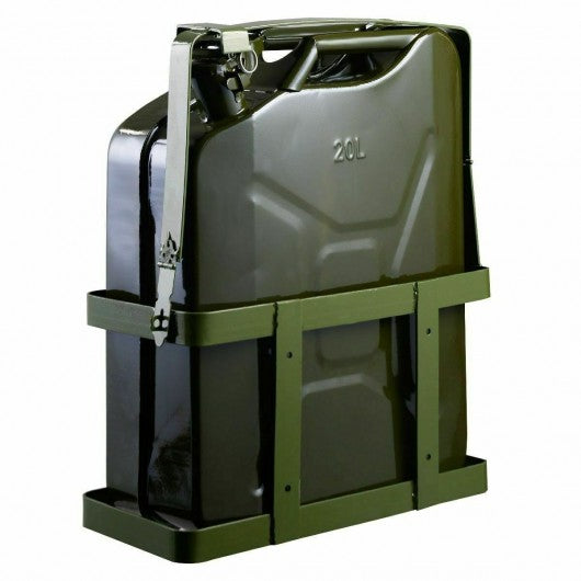 5 Gallon 20L Gas Jerry Can Fuel Steel Tank Military Green w/ Holder New