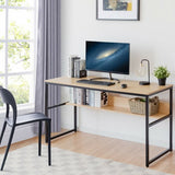 55" Computer Desk Writing Table Workstation Home Office with Bookshelf-Natural