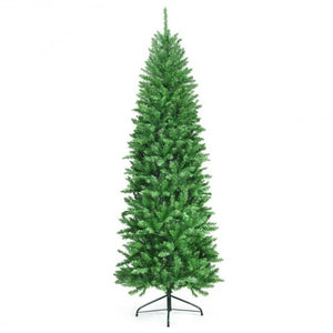 7 ft PVC Hinged Pre-lit Artificial Fir Pencil Christmas Tree with 150 Warm White UL-listed Lights-7'