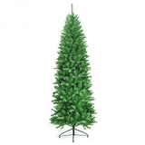 7 ft PVC Hinged Pre-lit Artificial Fir Pencil Christmas Tree with 150 Warm White UL-listed Lights-7'
