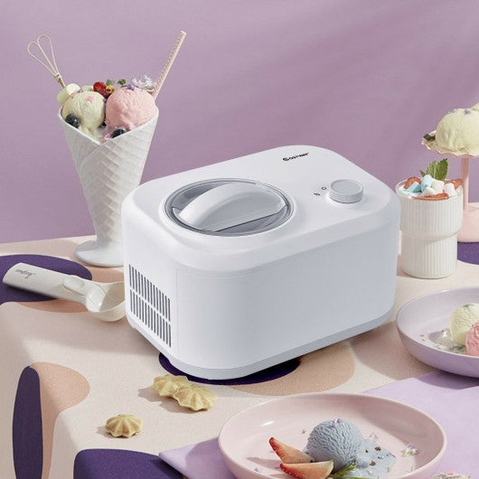 1.1 QT Ice Cream Maker Automatic Frozen Dessert Machine with Spoon-White