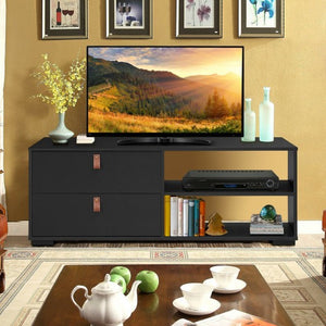 Entertainment Media TV Stand with Drawers-Black
