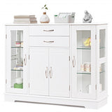 Buffet Storage Cabinet Console Cupboard with Glass Door