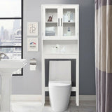 Over the Toilet Storage Cabinet Bathroom Space Saver with Tempered Glass Door