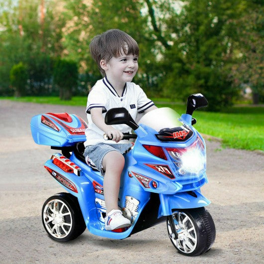 20-day Presell 3 Wheel Kids Ride On Motorcycle 6V Battery Powered Electric Toy Power Bicyle New-Blue