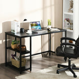 47"/55" Computer Desk Office Study Table Workstation Home with Adjustable Shelf Black-L