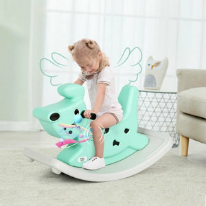 Baby Kids Animal Rocking Horse with Music and Lights-Green