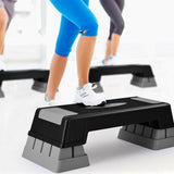 Aerobic Exercise Stepper Trainer with Adjustable Height 5"- 7"- 9"-Gray