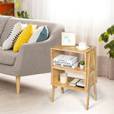 2 pcs Bamboo Storage Shelf Nightstand Sofa Table