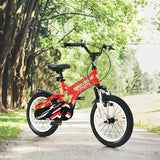 16" Kids Bike Toddlers Adjustable Freestyle Bicycle with Training Wheels-Red