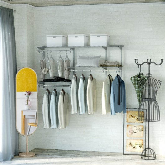 Custom Closet Organizer Kit 3 to 5 ft Wall-Mounted Closet System with Hang Rod-Gray