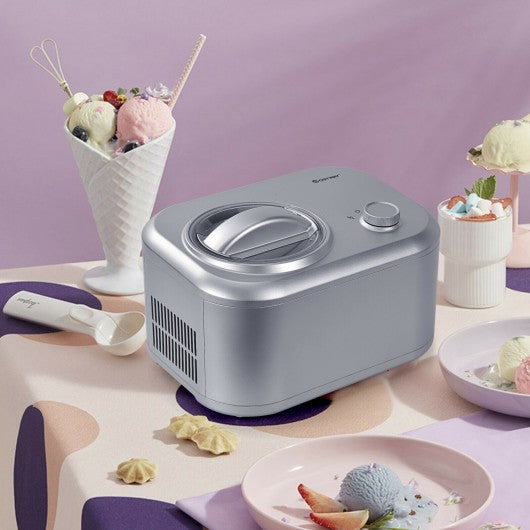 1.1 QT Ice Cream Maker Automatic Frozen Dessert Machine with Spoon-Silver