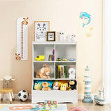 3-Tier Children's Multi-Functional Bookcase Toy Storage Bin Floor Cabinet-White