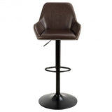 Retro Comfortable Adjustable Swivel Bar Stools with PU Leather Seat and Footrest