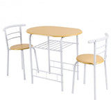 3 pcs Home Kitchen Bistro Pub Dining Table 2 Chairs Set-Tan