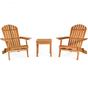 3 PCS Adirondack Chair Set w/ Widened Armrest