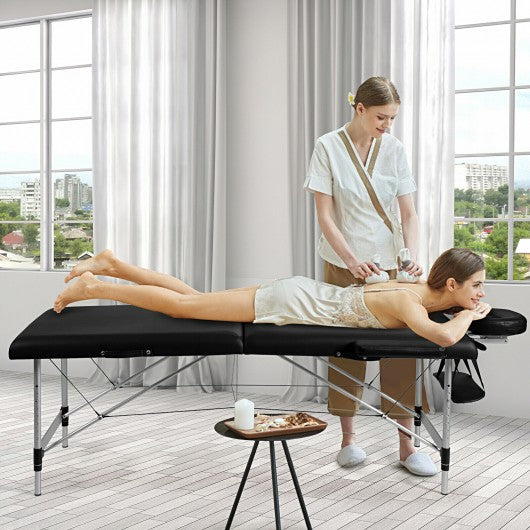 84'' L Portable Adjustable Massage Bed with Carry Case for Facial Salon Spa -Black