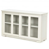 Sideboard Buffet Cupboard Storage Cabinet with Sliding Door-Cream White