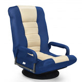 360-Degree Swivel Gaming Floor Chair with Foldable Adjustable Backrest-Blue