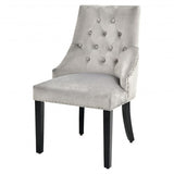 Modern Upholstered Button-Tufted Dining Chair with Naild Trim-Gray