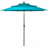 10' 3 Tier Patio Umbrella Aluminum Sunshade Shelter Double Vented without Base-Turquoise