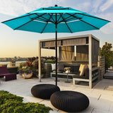 10' 3 Tier Patio Umbrella Aluminum Sunshade Shelter Double Vented without Base-Turquoise