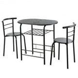 3 pcs Home Kitchen Bistro Pub Dining Table 2 Chairs Set-Black