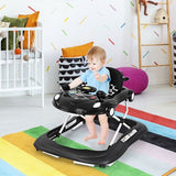 2-in-1 Foldable Baby Walker with Music Player and Lights-Black